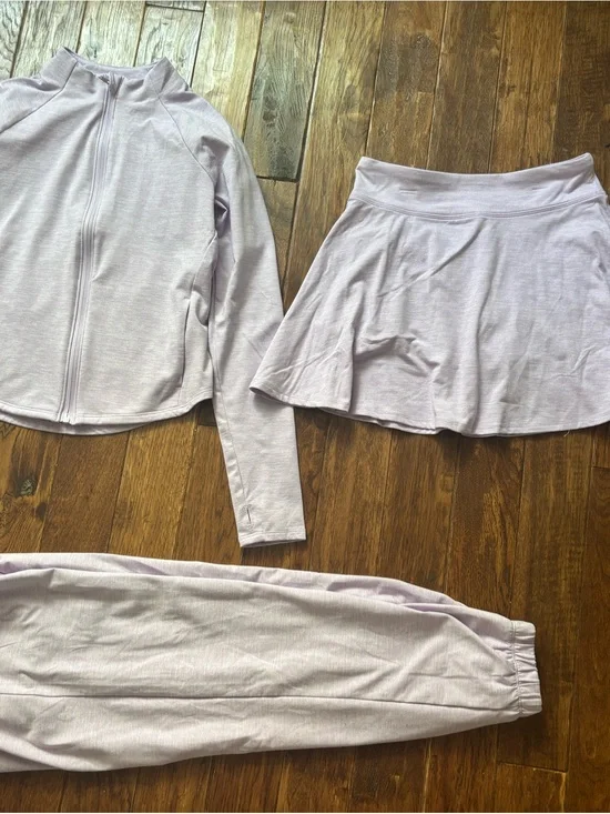 Athletic Works Medium Large M L Jacket Pants Joggers Skort Purple Lavender Set
