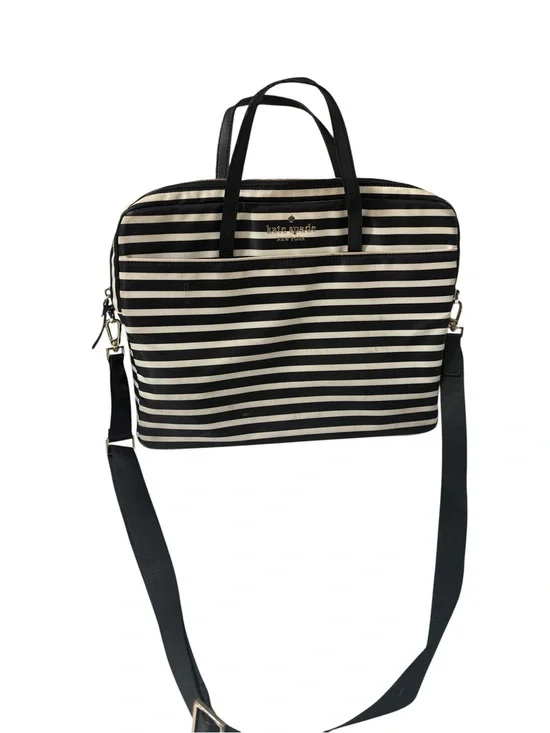 kate spade Black and Cream Striped Convertible Briefcase for laptop or office