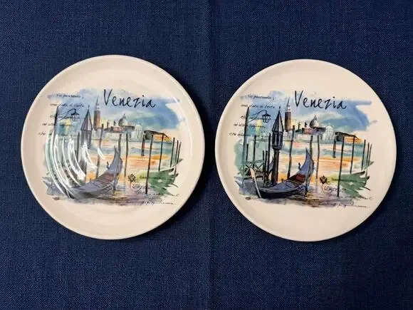 Vintage Italian Souvenir Plates Venezia Gondola 9