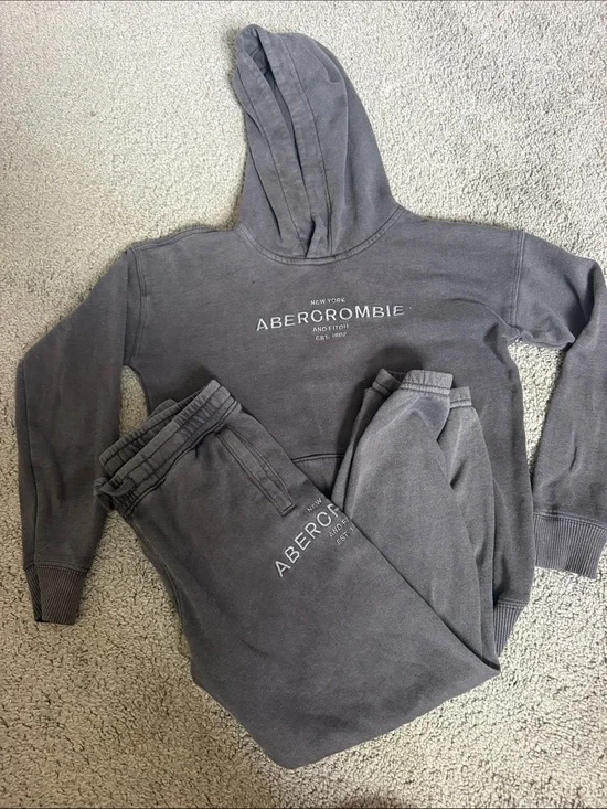 abercrombie kids Gray Hoodie and Jogger Set