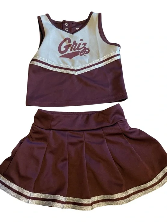 Montana Griz Maroon Cheer Crop Top & Skirt Set