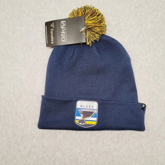 NHL St. Louis Blues Winter Cuffed Knit‎ Pom Beanie Hat Fanatics Authentic Pro OS