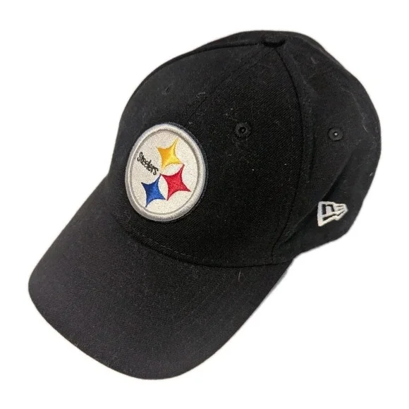 New Era NFL Pittsburgh Steelers Adjustable 9Forty Logo Hat‎ Black Cap One Size