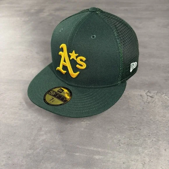 New Era‎ Oakland Athletics A's Hat 7 1/4 59Fifty Cap Mesh Green Floral Nature