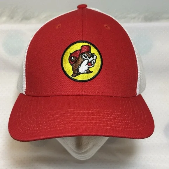 Buc-ee's‎ Trucker Hat Cap Red and White Mesh Back, Snapback