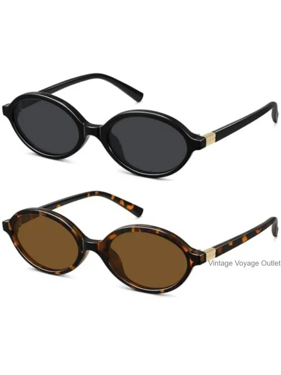 Retro Oval Acetate Sunglasses UV400 Protection Women 90s Vintage Shades