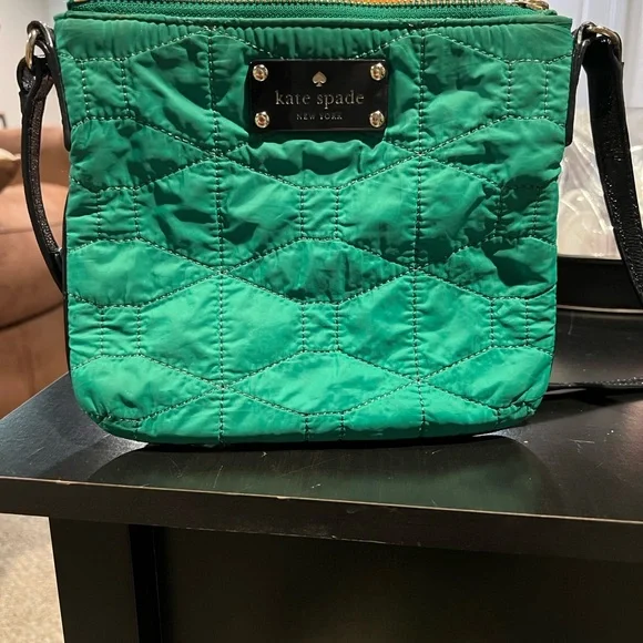 kate spade Quilted Crossbody Bag in Green with Black Strap