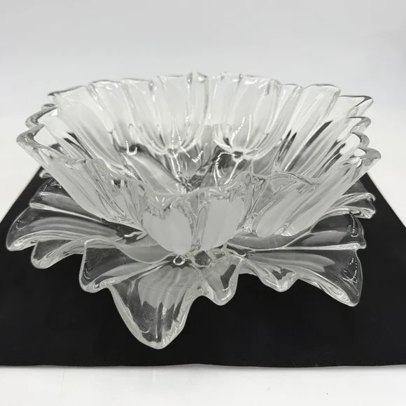 Mikasa Tulip Crystal Serving Bowl & Platter Set Clear Frosted Glass‎ Excellent