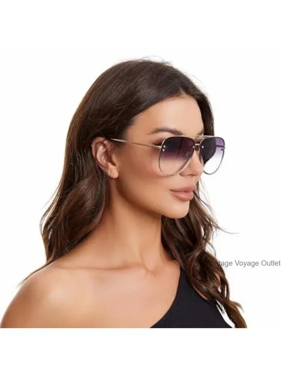 Oversized Aviator Sunglasses for Women UV400 Protection Spring Hinges