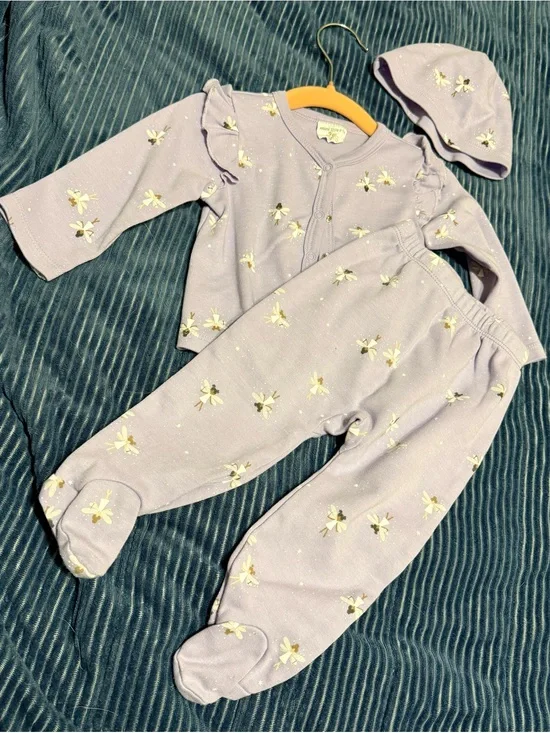 9mos Baby Lavender Set with Hat