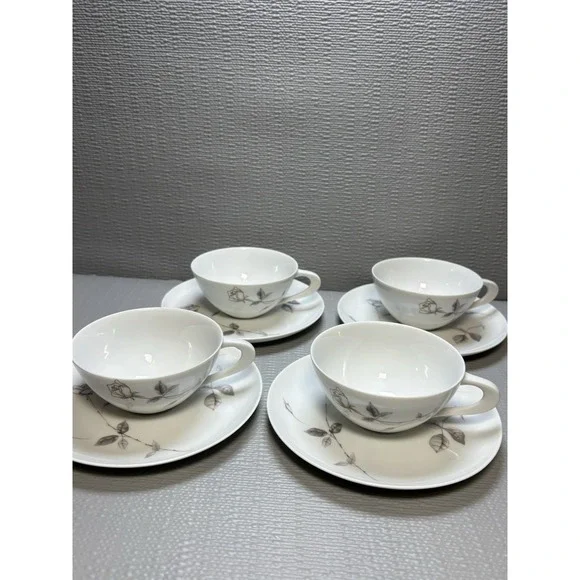 Set Of 4 Cup And Saucer Fine China Sango Lyric‎ Japan