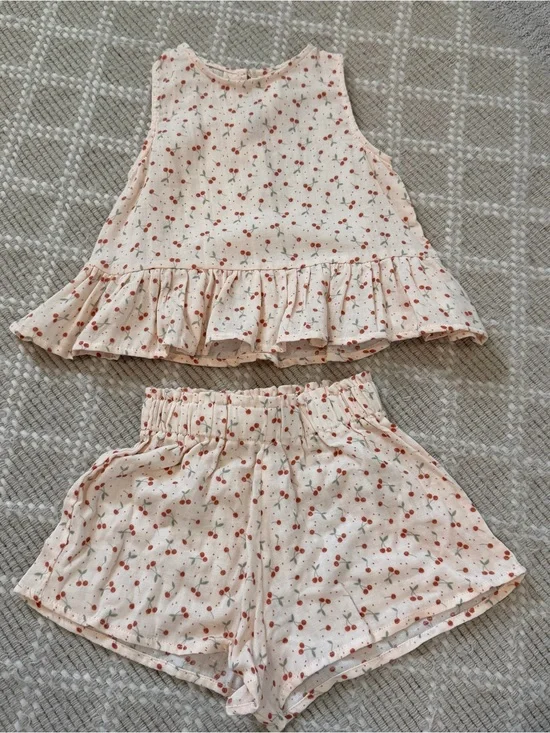 NWOT Rylee + Cru Cherry Print Tank Top and Short Set