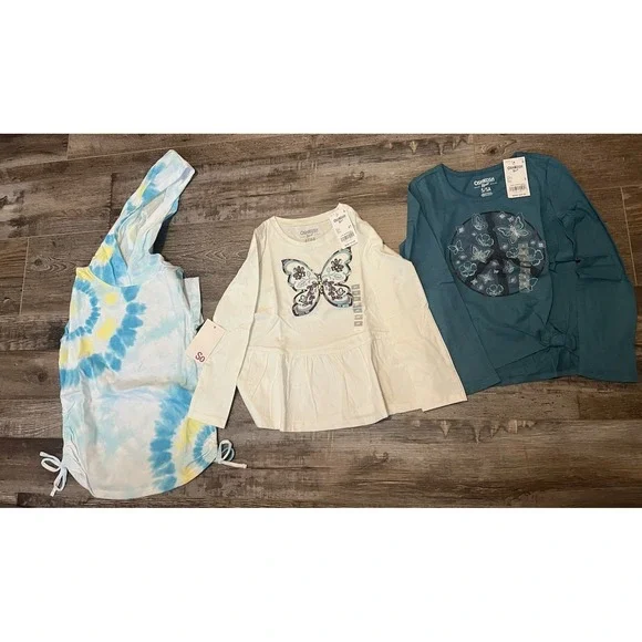 Girls Hooded Tie Dye OshKosh Butterfly Peace Sign Shirts Tops Lot 4T 4 5 New $74