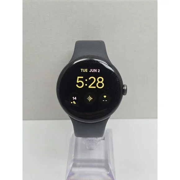 Google Pixel Watch 1st Gen GWT9R LTE 4G Black Smartwatch Fitbit Tested - Read