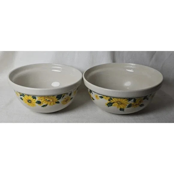 Thomson Pottery Sunflower‎ Mixing Serving Bowls Set Of 2 Decorative Fall Decor