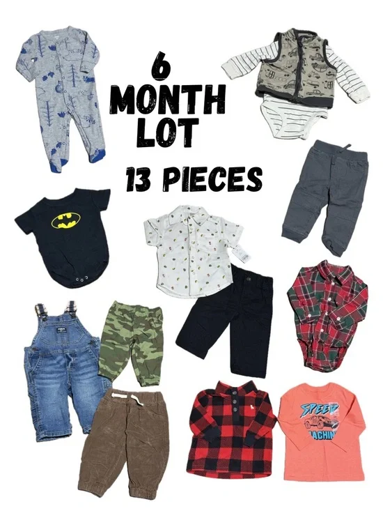 Boys 6 Month Lot | 13pc. | OshKosh, Carter’s & Okie Dokie