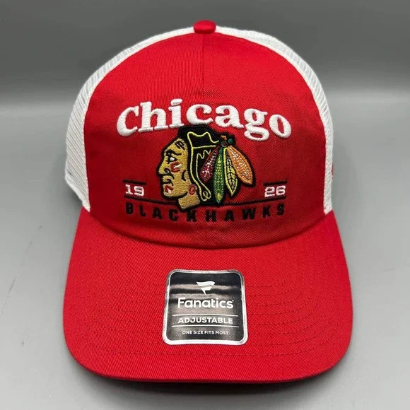 Chicago Blackhawks Trucker Hat Men Red NHL Fanatics Snap Back Cap Cotton New