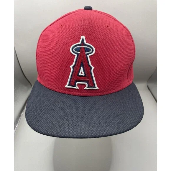 New Era 59FIFTY Los Angeles AngelsFitted Cap Hat 7 1/4 Red Diamond Woven MLB