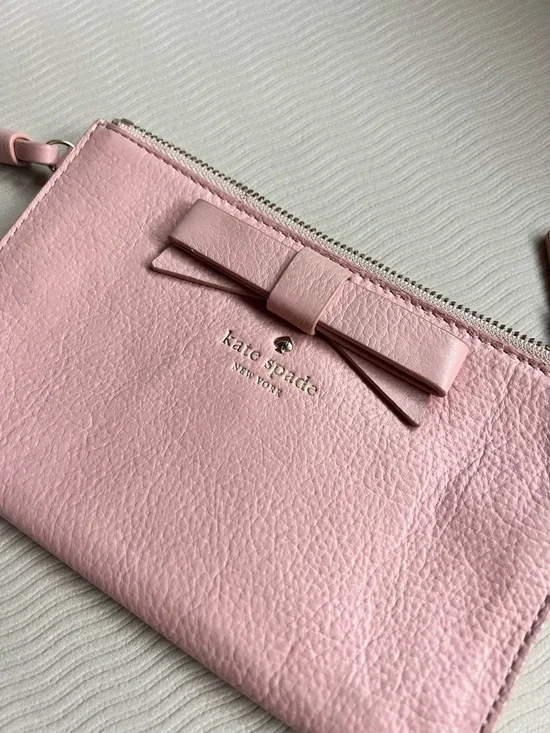 Kate Spade New York North Court Bow Leyna Wristlet Clutch – Rose Jade 🎀 NWOT