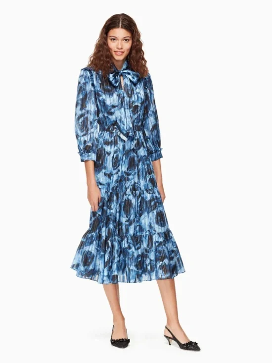 Kate Spade Airy Rose Auden Dress in Rich Navy 473