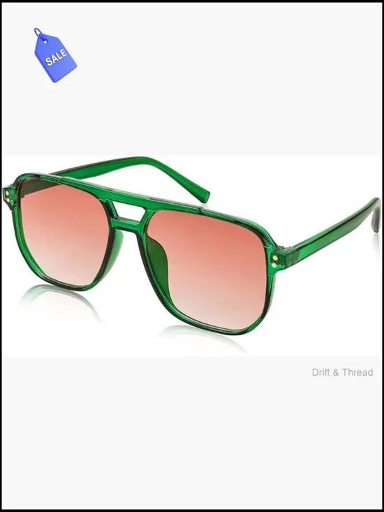 Retro Square Aviator Sunglasses Unisex UV400 Plastic Frame