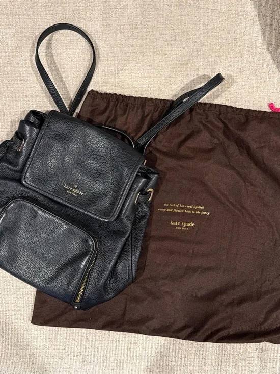 Kate Spade Black Leather Backpack