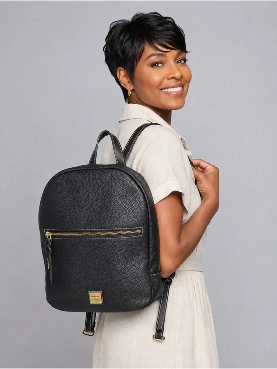 Ladies Dooney & Bourke Ronnie Black Pebble Grain Leather Backpack