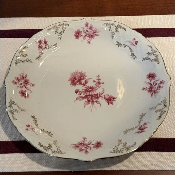 Vintage Winterling Roslau Bavaria Pink Flower Gold Trim Plate 11