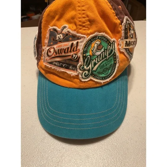 Disney Parks Mickey Oswald Donald Duck Grumpy Patch Hat‎ Adult Multi-Color Cap