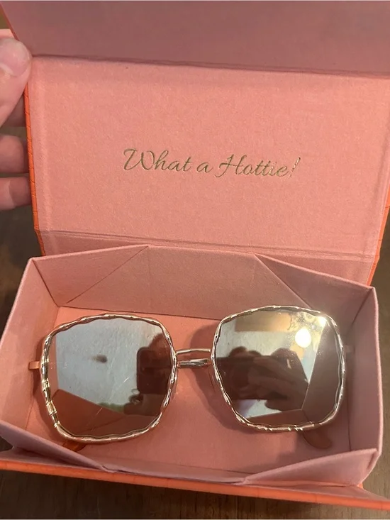 Women's Gold Square Mirrored Oversized Sunglasses