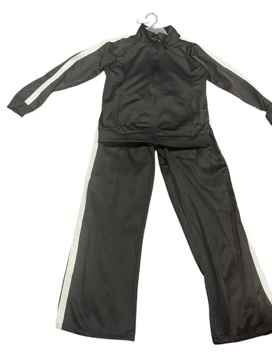 Girls Size 8/10 Pro Player Tracksuit Jacket & Pants Black w/ White Stripes NEW