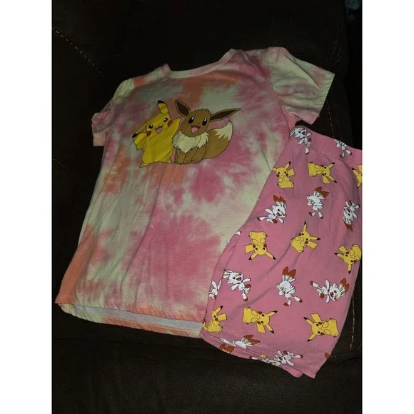 Pokémon‎ pickachu eevee top and shorts size 10 12
