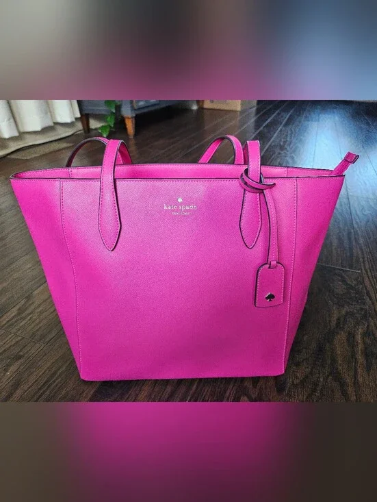 kate spade bright pink tote with hang tag