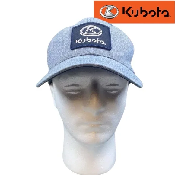 Kubota Trucker Hat Mens Blue Meshback Embroidered Patch Logo Adjustable‎ Cap