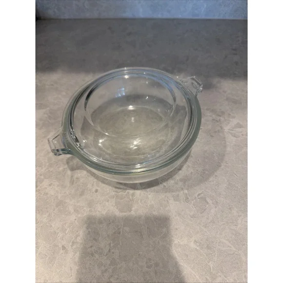 Pyrex Vintage Clear Glass Handled Bowl 5 3/4
