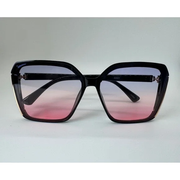 Oversized Square‎ Gradient Sunglasses Black Gold Blue Pink UV400