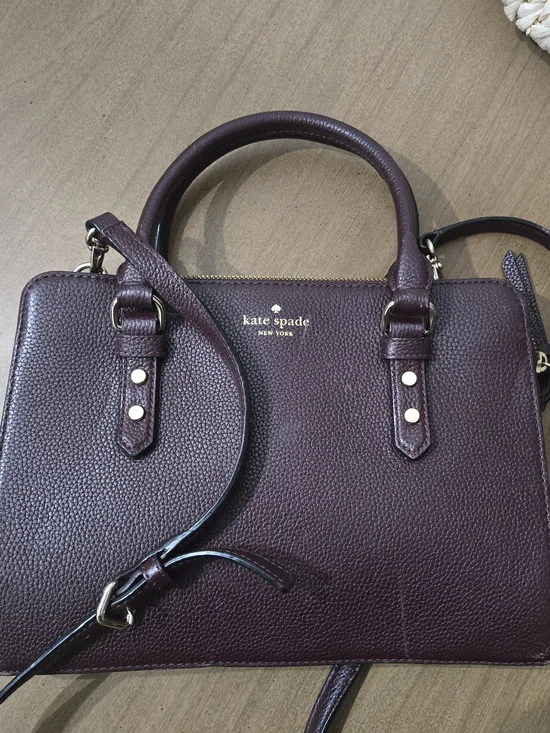 kate spade New York Pebbled Leather Satchel - Deep Burgundy