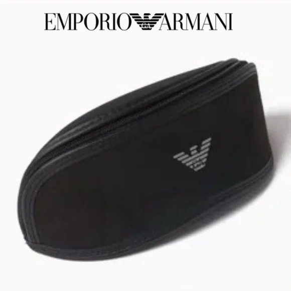 NEW Unused Emporio Armani Black Soft Side Zipped Eyewear Case w Cleaning Cloth