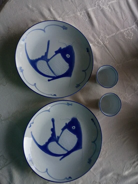 Koi  Vintage Chinese, 4 Pcs, 2-plates 9