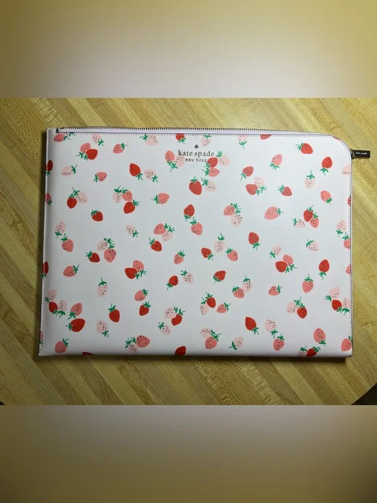 Kat Spade Pink Laptop Sleeve / Case with Red Strawberry Print