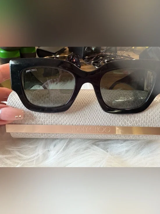 Jimmy Choo Black Sunglasses with Rose Gold Accent Case