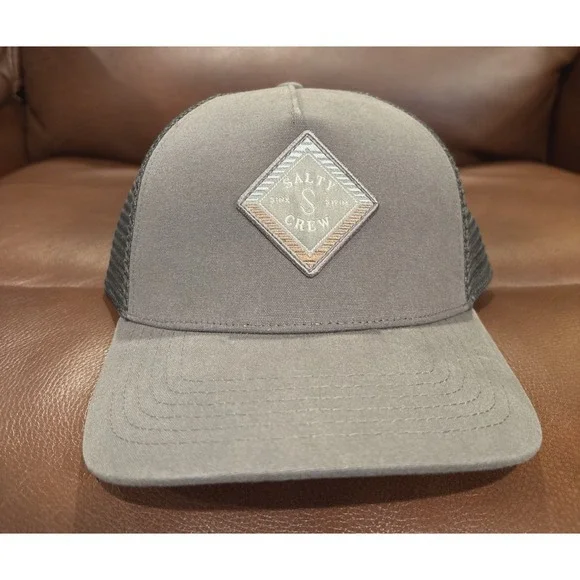 Salty Crew Men SnapBack Faded Trucker Retro Hat Meshback Charcoal Adjustible NEW