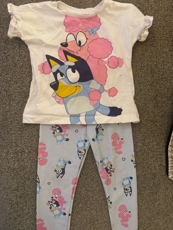 Kids Matching Set with Pink Poodle and Blue Dog Print