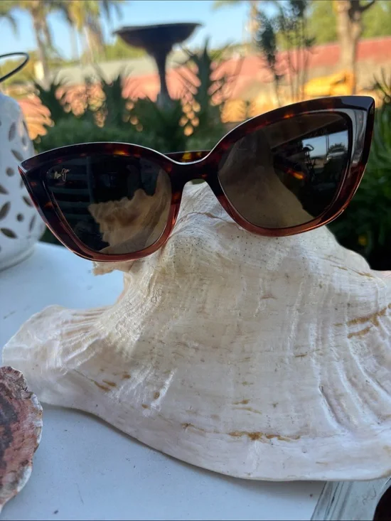 Maui Jim Tortoise Shell Cat-Eye Sunglasses with Dark Lenses