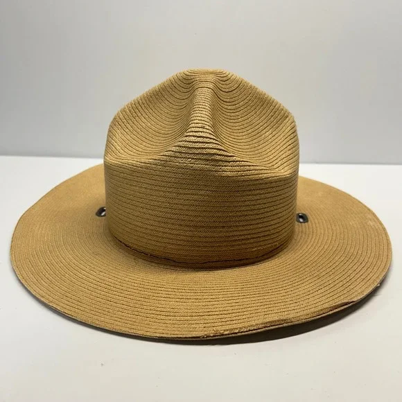 Stratton Hats Campaign Hat Tan Mens 7 3/8 Straw Drill Sergeant Ranger Uniform
