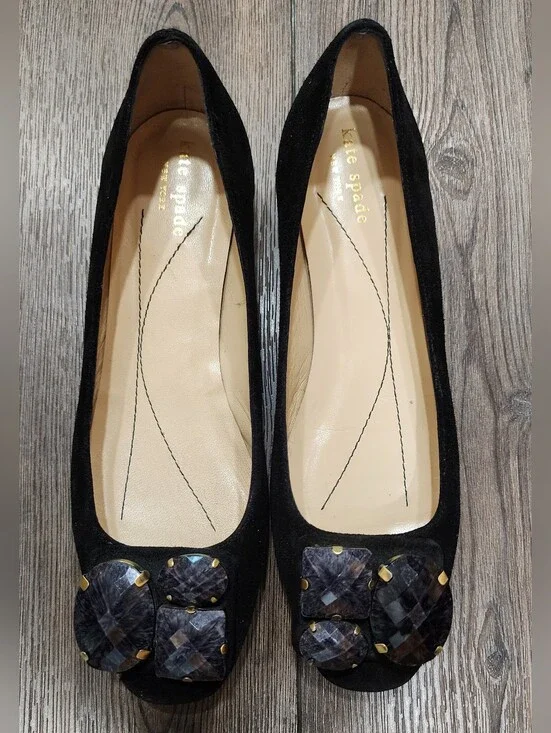 Kate Spade Suede Ebellished Flat, 7.5