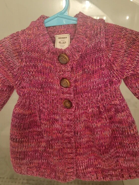 Old Navy Pink/Magenta Marled Knit Baby Cardigan
