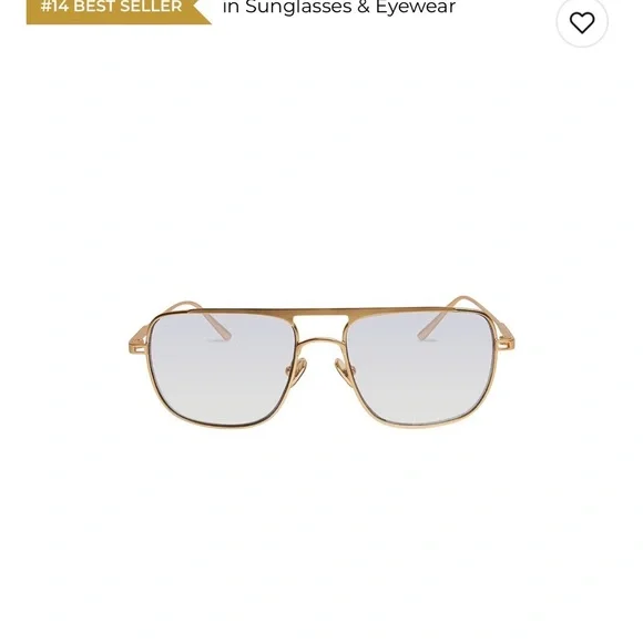 Gold Metal Aviator Sunglasses with Light Gray Gradient Lenses