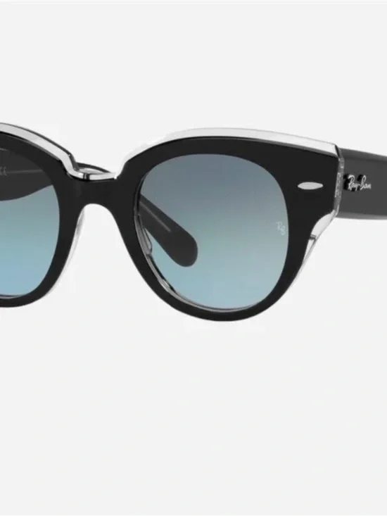 Ray-Ban Women’s Black Frame Sunglasses with Blue Gradient Lenses