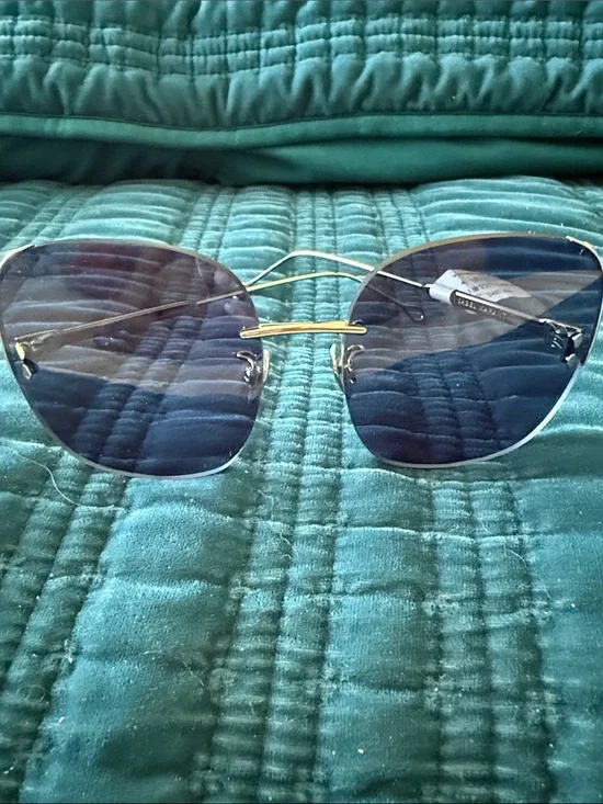 Isabel Marant Gold Rim Sunglasses with Blue Lenses NWT